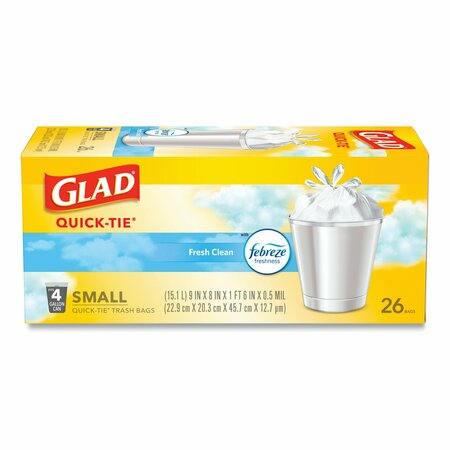 GLAD 4 gal Trash Bags, 8 in x 18 in, Standard-Duty, .5 Mil, White, 156 PK 78812